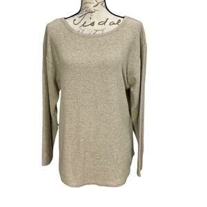 Vintage 1990s Green Brand Oatmeal Marled Knit Sweater XL